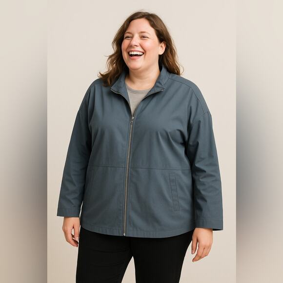 LAFAYETTE 148 NEW YORK Jacket Blue Gray Cotton Blend Stretch Zip Size XXL - Picture 9 of 9